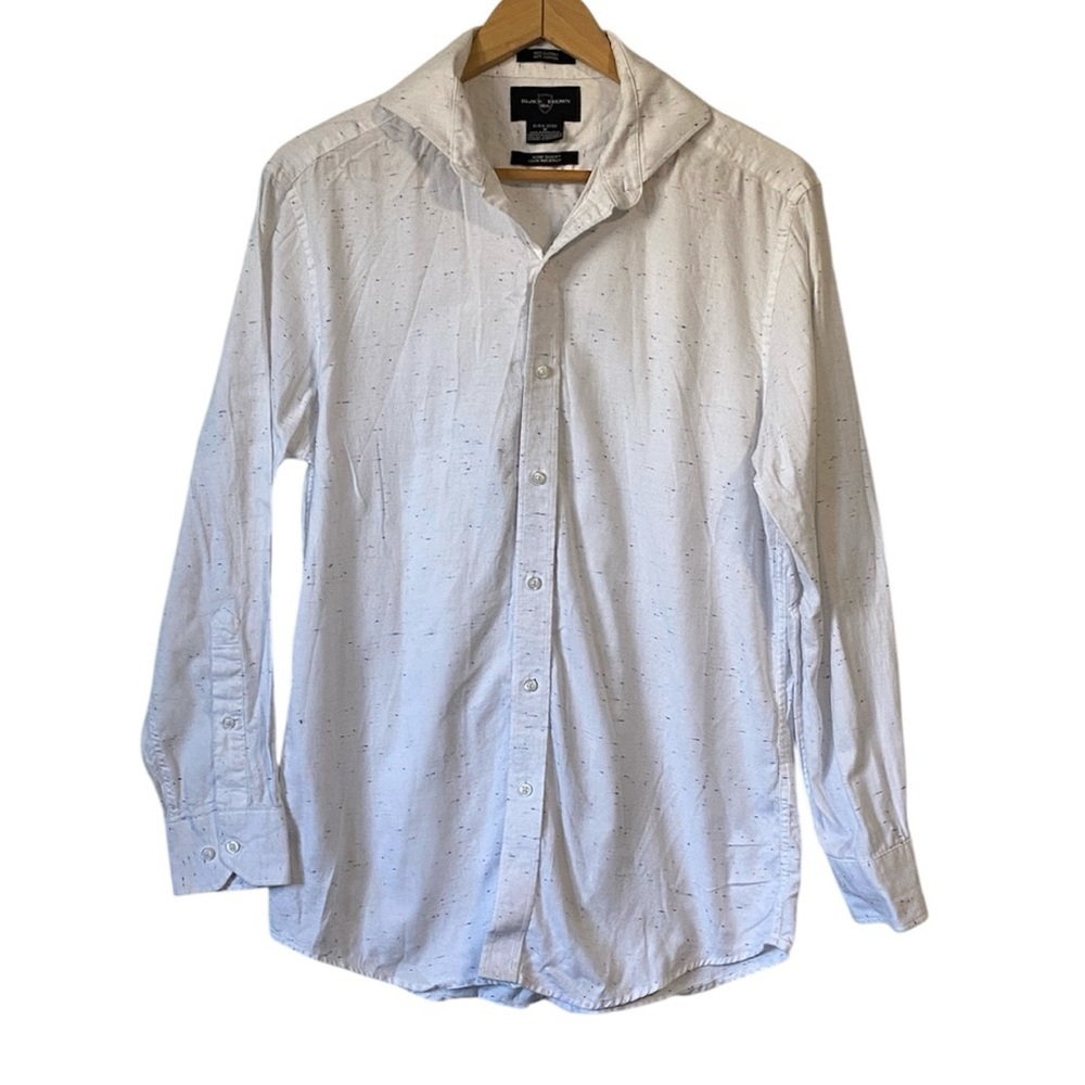 Black Brown 1826 Super Slim Fit cotton long sleeve button front Shirt M